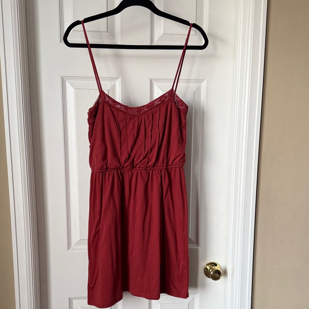 Red spaghetti strap dress